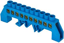 Шина изолированная тип "Стойка" EKF PROxima N "ноль" ШНИ-6х9-10-КС-С 10 групп синий картинка 